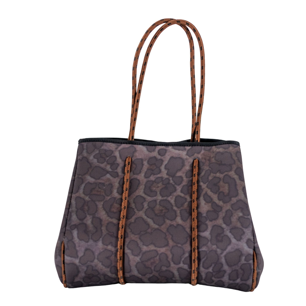 Brown Leopard Print Neoprene Bag in Bag Tote